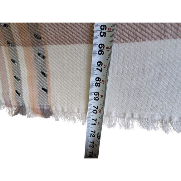 NWT Anthropologie Women's Scarf‎ White Gray Jeweled Plaid Long Neutral Preppy - Picture 8 of 8